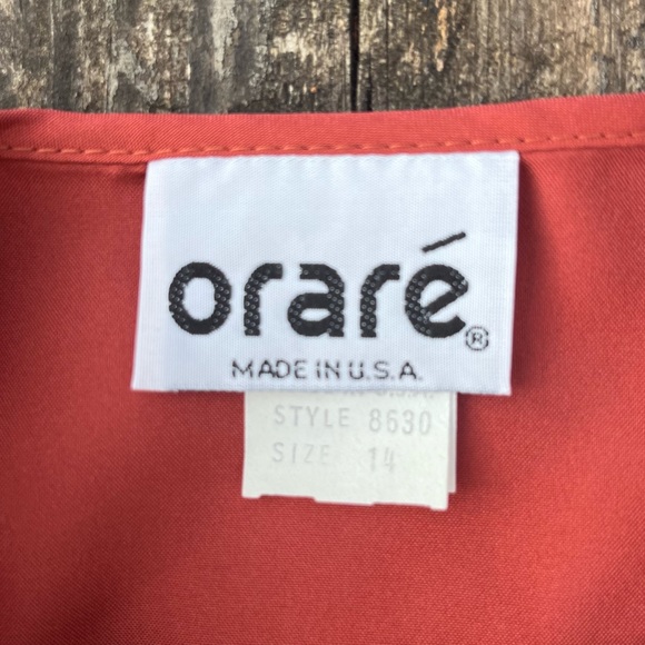 ORARE VINTAGE ORANGE PLEATED BLOUSE WOMENS 14 - Picture 6 of 7